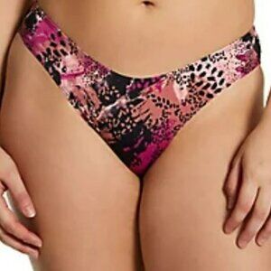 Curvy Kate Bikini Bottom / Pink & Black Swimwear / Size Medium